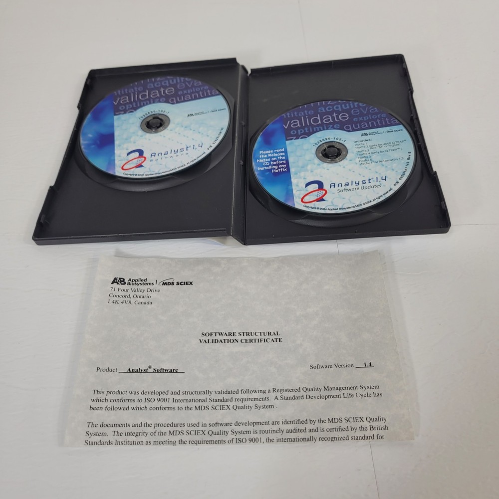 Applied Biosystems MDS SCIEX 1014207 Analyst 1.4 Software AIO and Update Disk