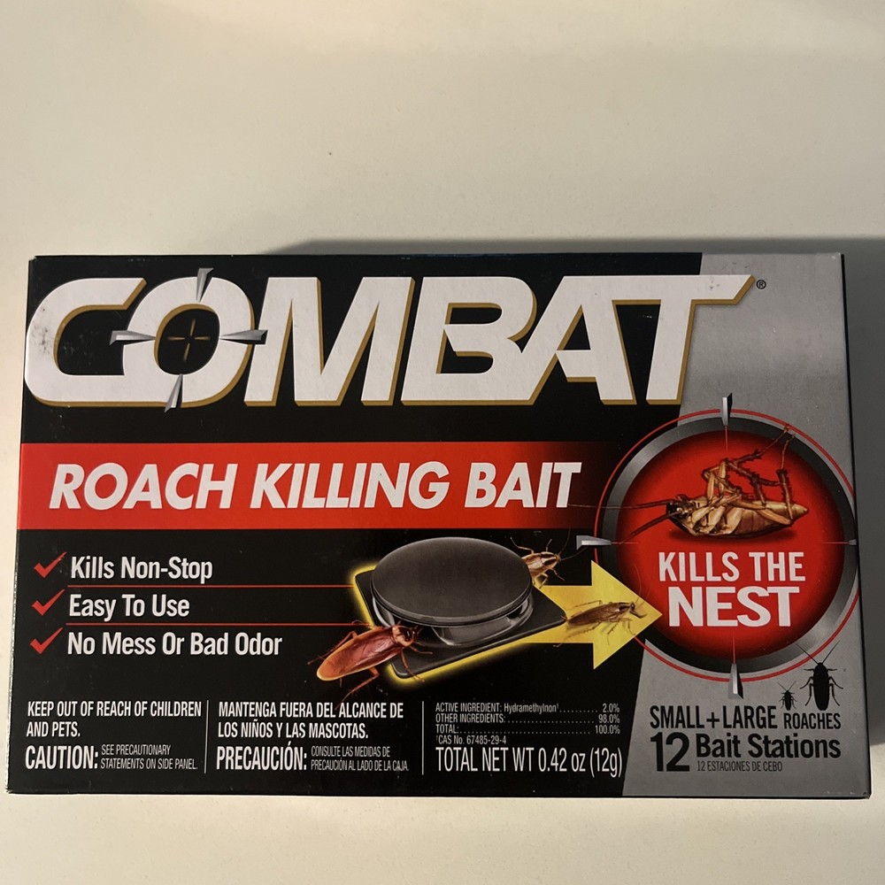 Combat Roach Killing Bait Stations for Small and Large Roaches, 12 Count 3 Pack