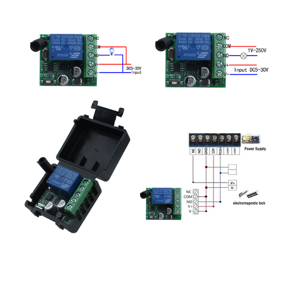 433Mhz DC5-30V 1CH Universal Wireless Remote Control Switch Relay Receiver Kit S