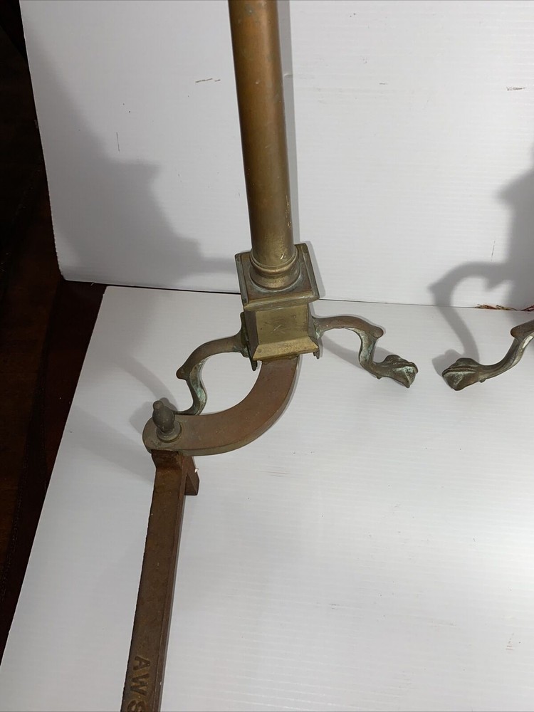 Federal Style Andirons For Fireplace Solid Brass & Cast Iron 25” H