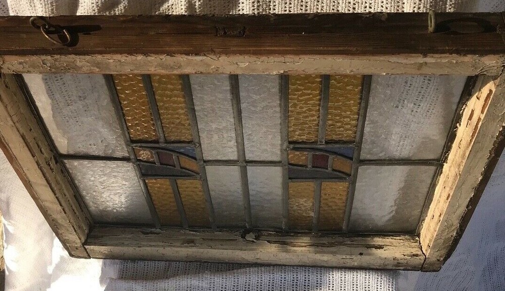 Vintage Stained Glass Window Panel 22 "X 19 1/2" .