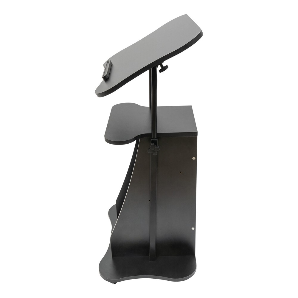 Floor Standing Pulpit Adjustable Height Lectern Podium w/ Wheels and Storage