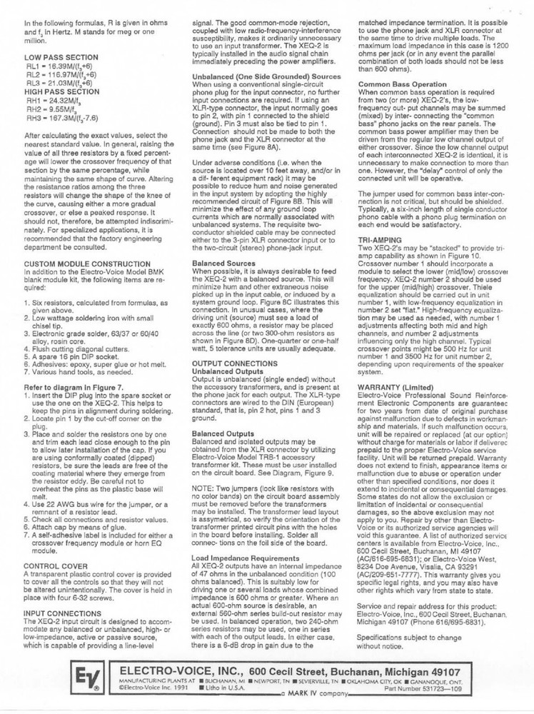 EV / Electro Voice—XEQ-2 / Vintage Active Crossover