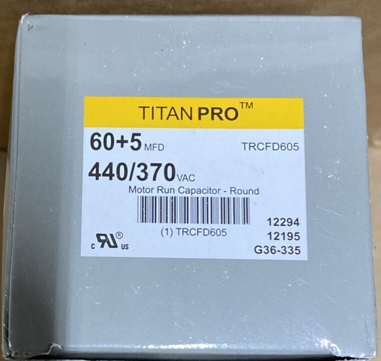 Titan Pro Run Capacitor Model TRCFD605 440/370vac NEW