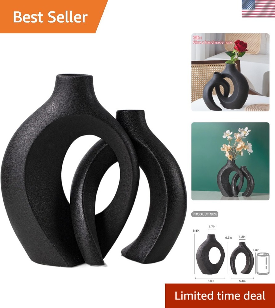 Handmade Ceramic Vase Set with Cuddling Couples Design - Modern & Unique Decor