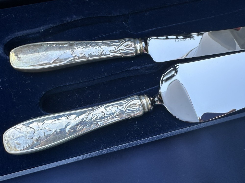 Authentic Tiffany Cake Servers Sterling Silver in box