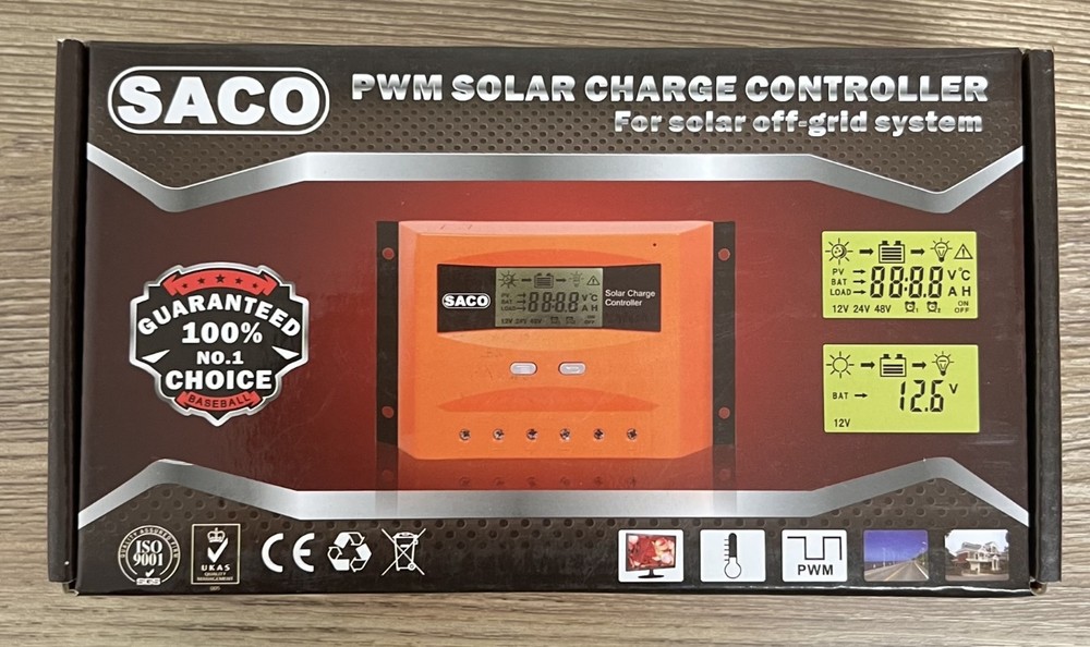 SACO - 10A PWM Solar Charge Controller - 12/24V Auto Sensing