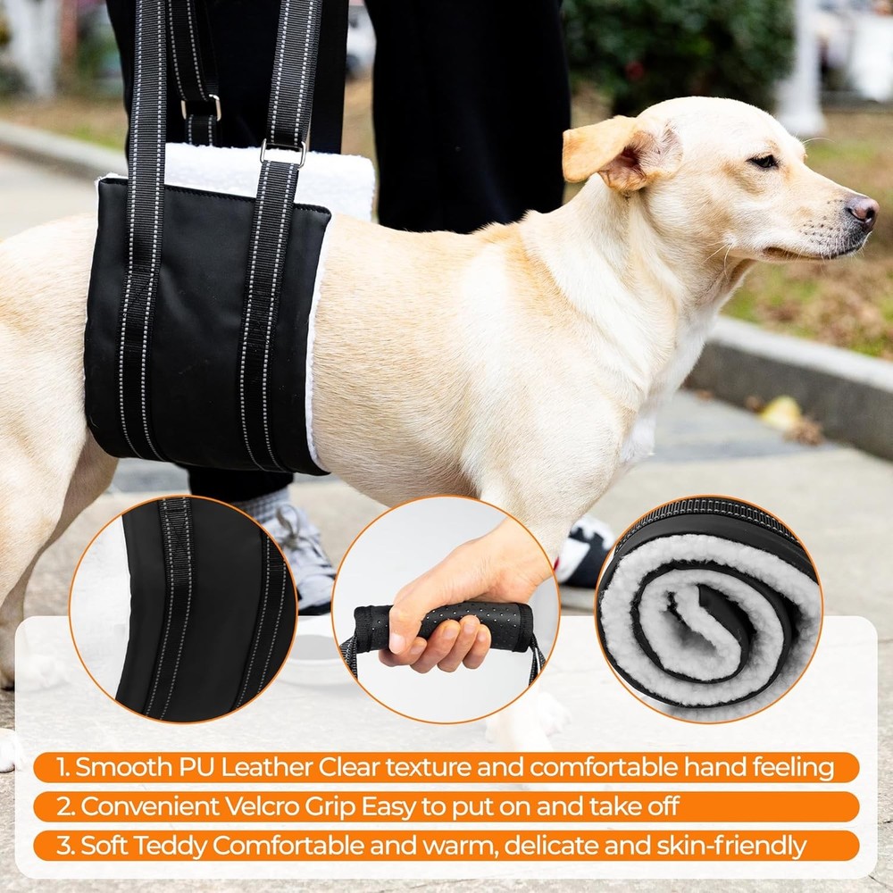 Dog Lift Harness, Adjustable Comfortable Sling with Handle for M, Black