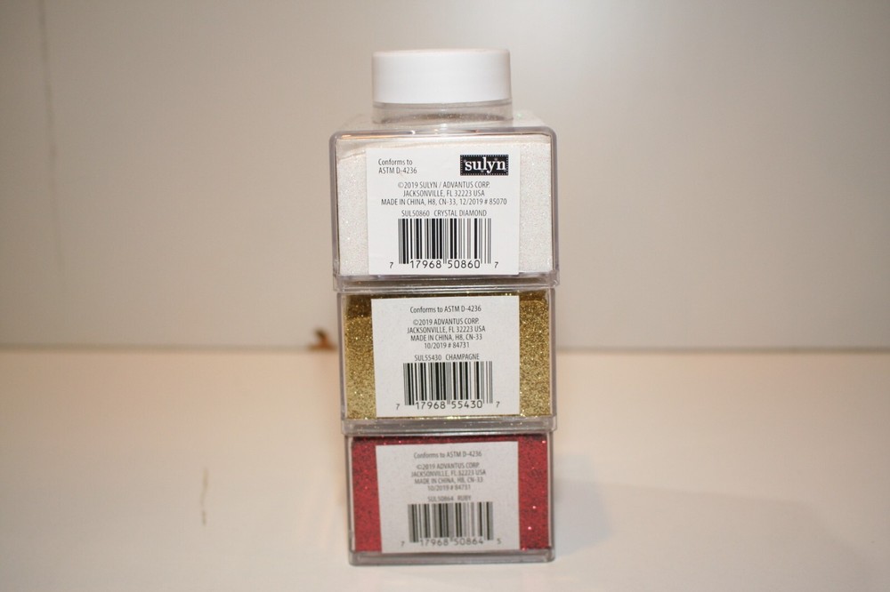 Extra Fine Crystal Diamond, Champagne, Ruby Glitter 2 Oz jars