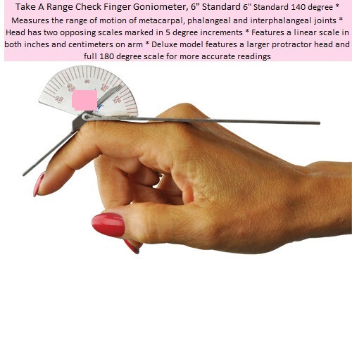 Take A Range Check Finger Goniometer, 6" Standard 140 degree  Measures the range