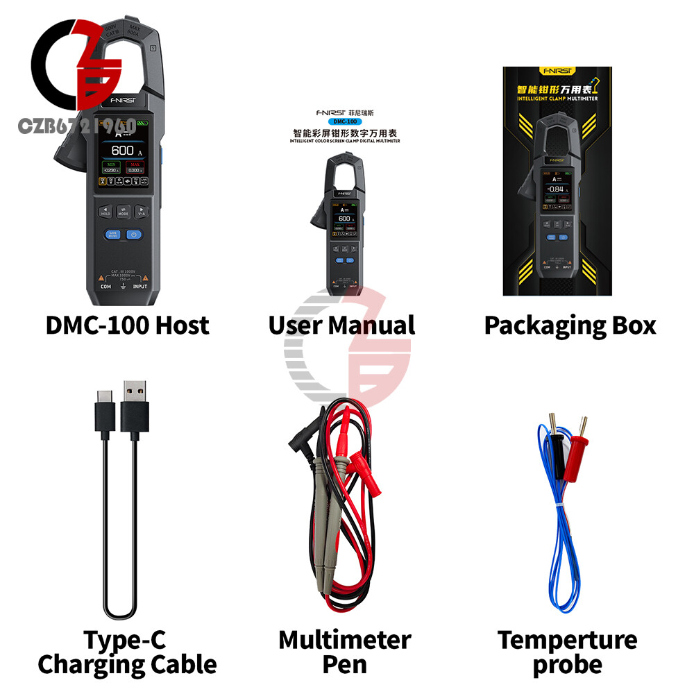 FNIRSI DMC-100 Smart Clamp Meter Multimeter Auto Ammeter With Temperature Probe