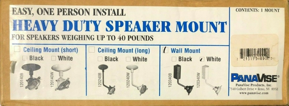 PanaVise Wall Heavy Duty Speaker Mount! 120340W