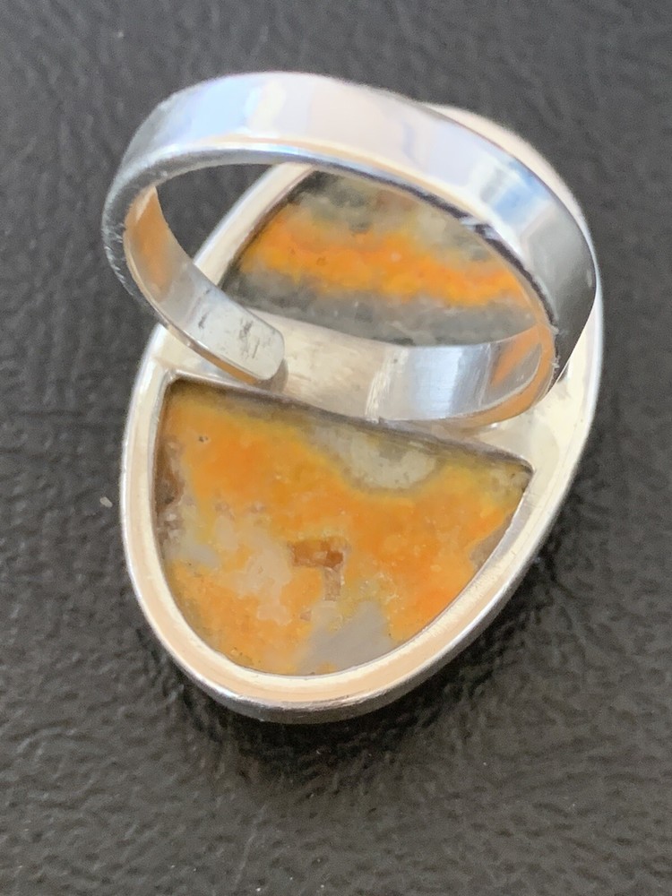 Bumble Bee Jasper Navajo Sterling Silver Ring Size 8 (Adjustable) 11542