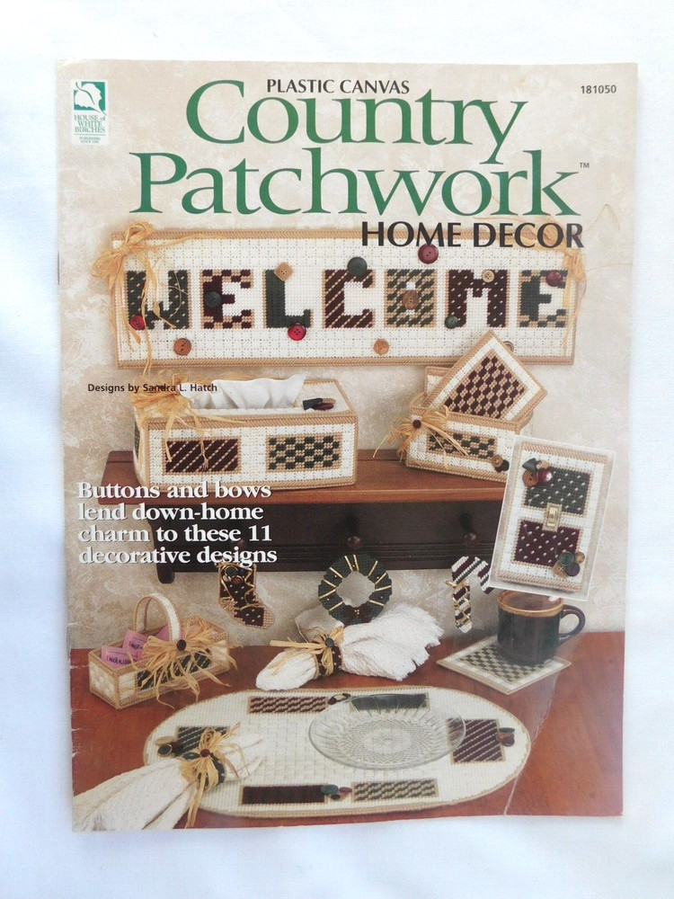 Plastic Canvas Pattern "Country Patchwork" Home Decor  "Welcome" Sign & More