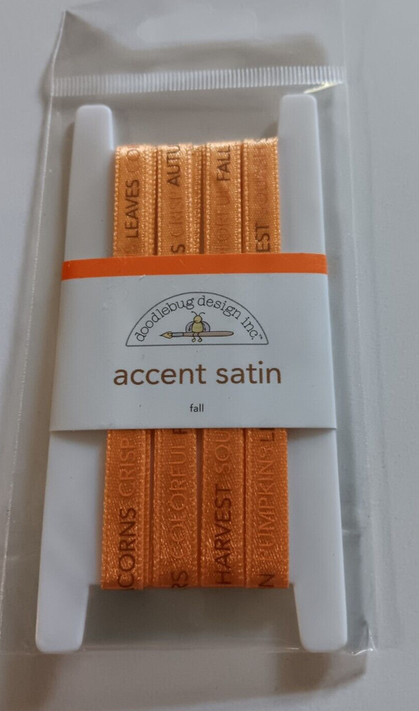 Doodlebug Ribbon Spool Accent Sating Fall Sayings Orange Brown
