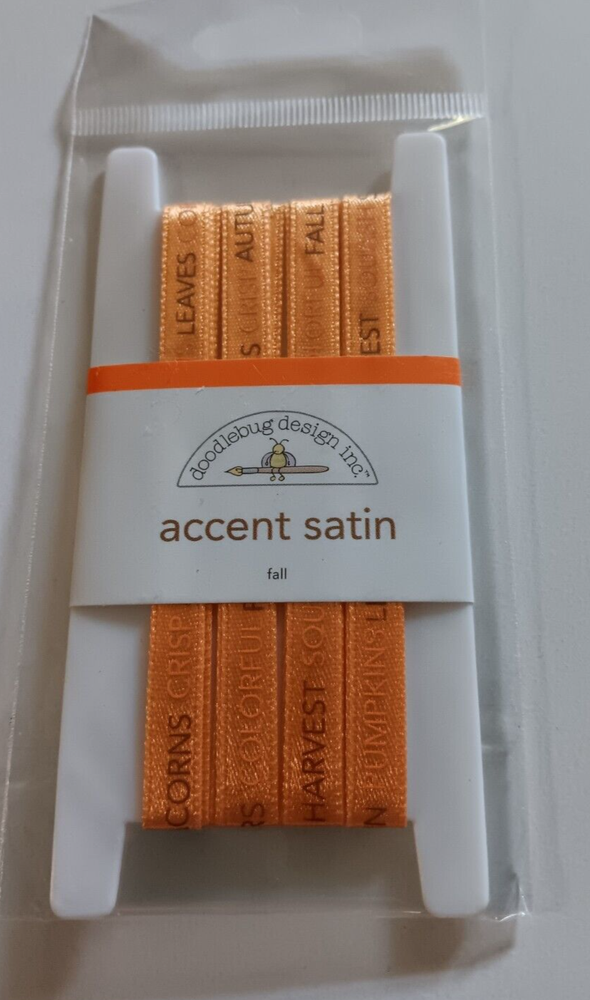 Doodlebug Ribbon Spool Accent Sating Fall Sayings Orange Brown