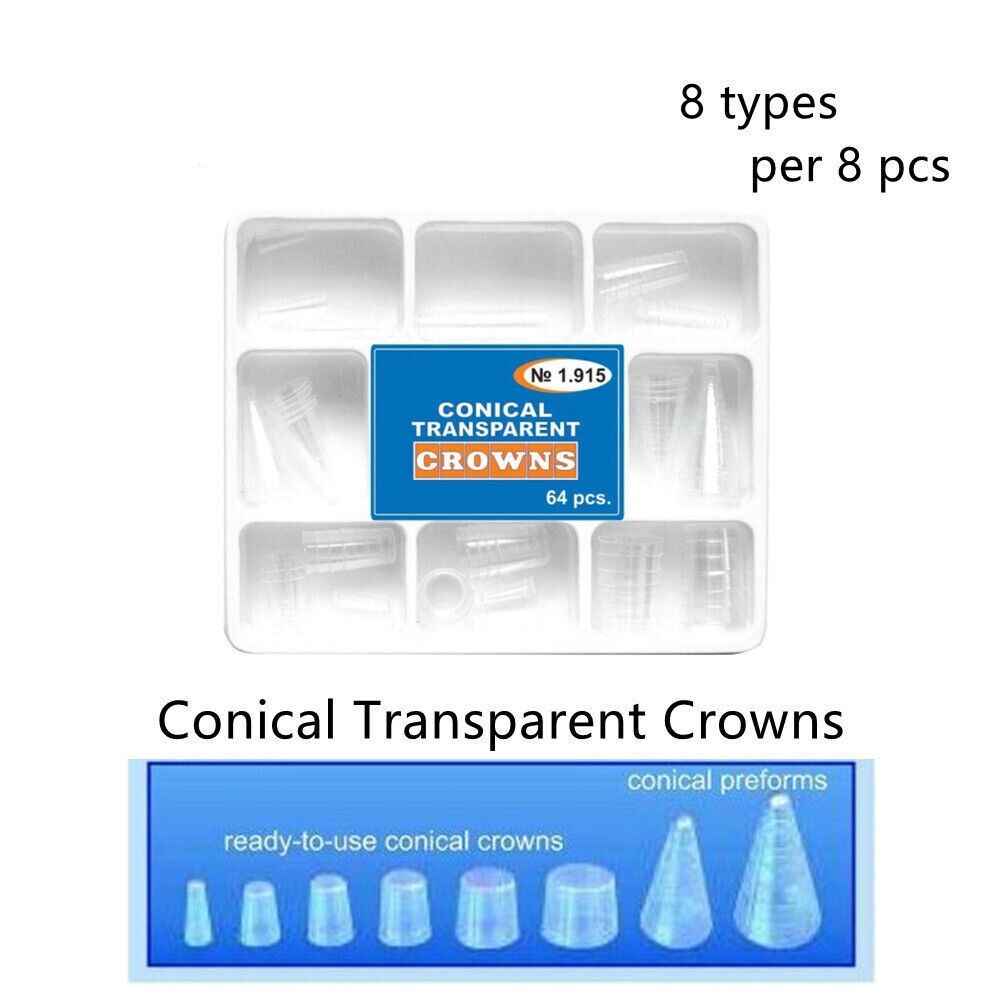 Dental Restoration Conical Transparent Crowns Preforms Matrices Matrix 64 Pcs
