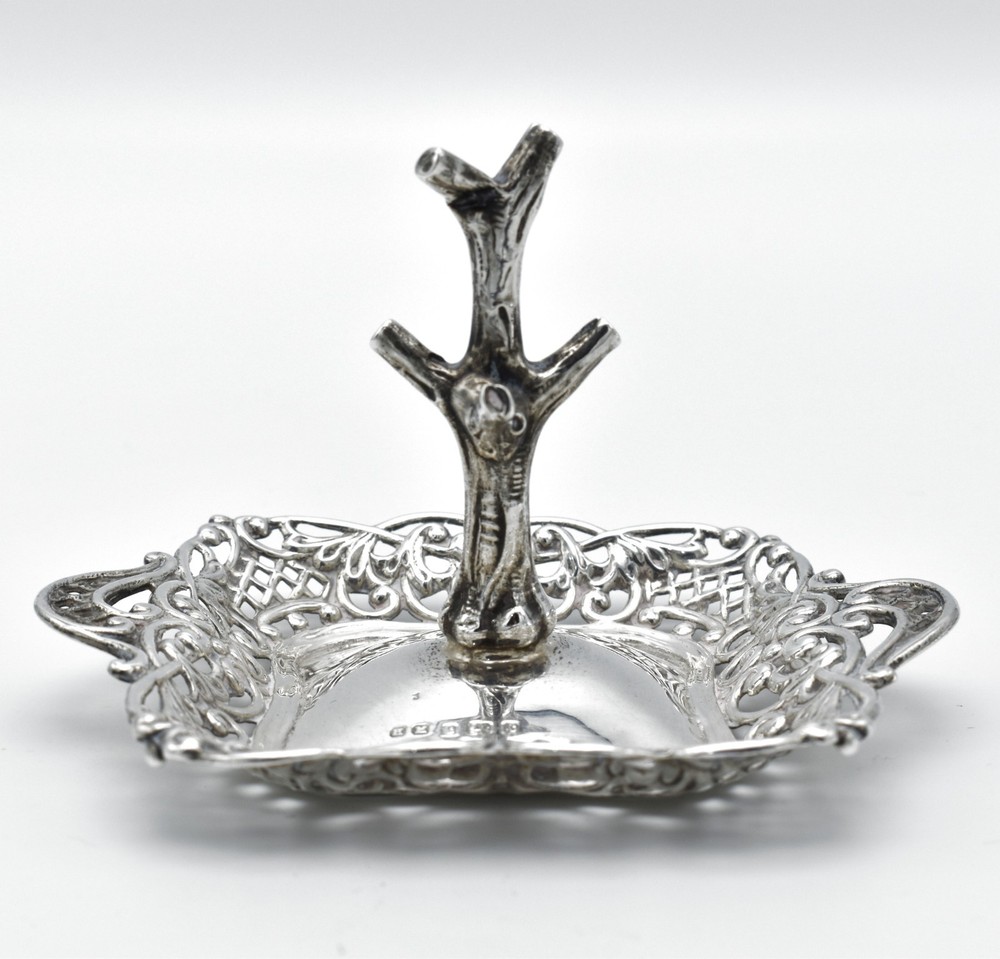 Antique Solid Silver Ring Tree Dish Edwardian 1902