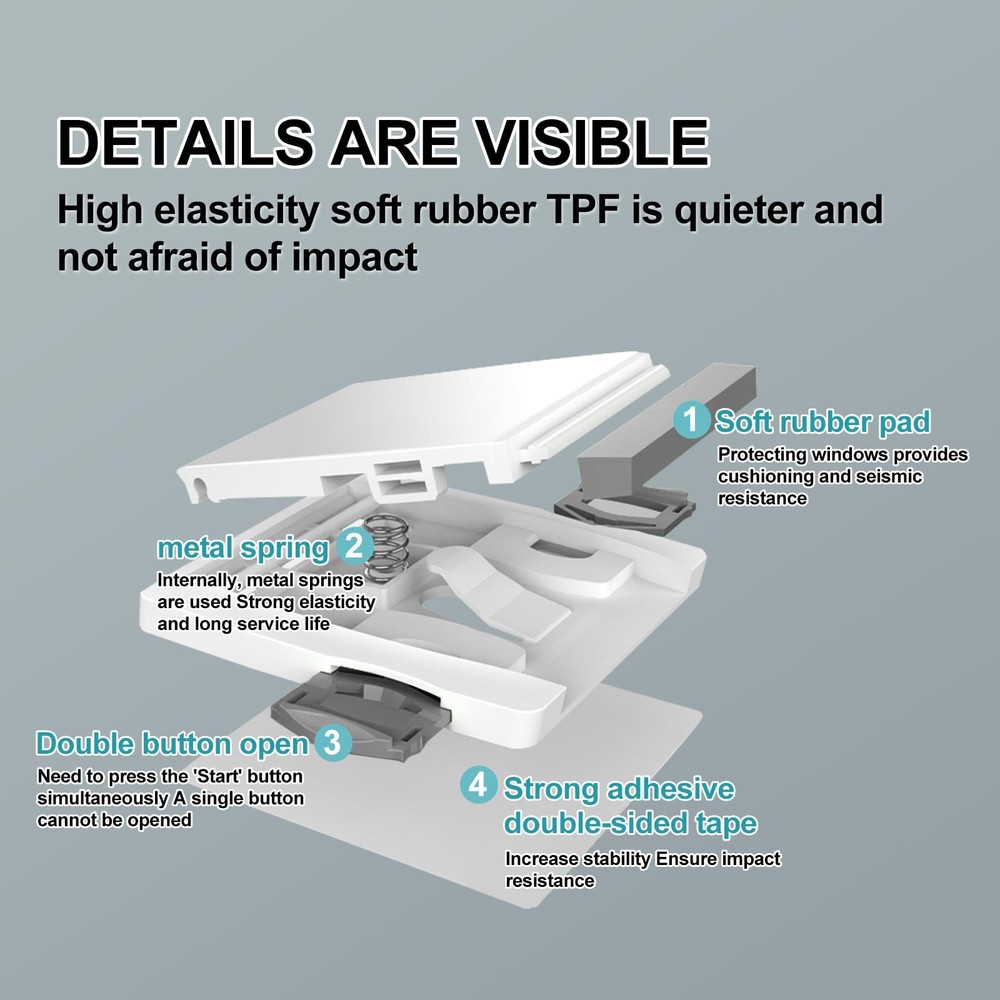 2 Pack Sliding Door Lock with 3M Adhesive - Child Safety 2 Pack, White