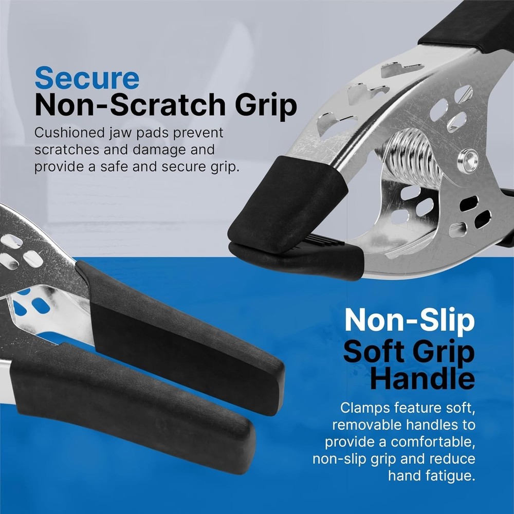 Rust-Resistant Spring Clamps - 3" Jaw, 12 Pack