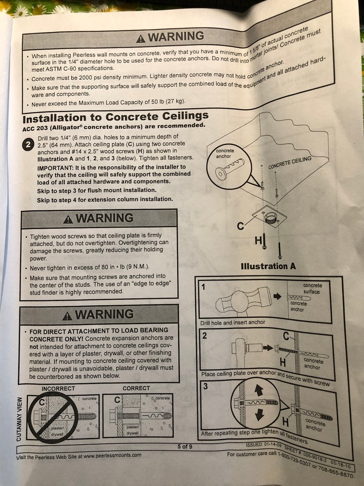 Peerles # PJF2-UNV Universal Projector Mount (Ceiling)