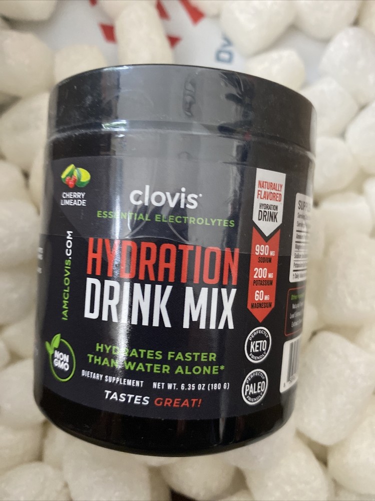 Clovis Essential Electrolytes HYDRATION DRINK MIX Cherry Limeade 30 Servings NEW