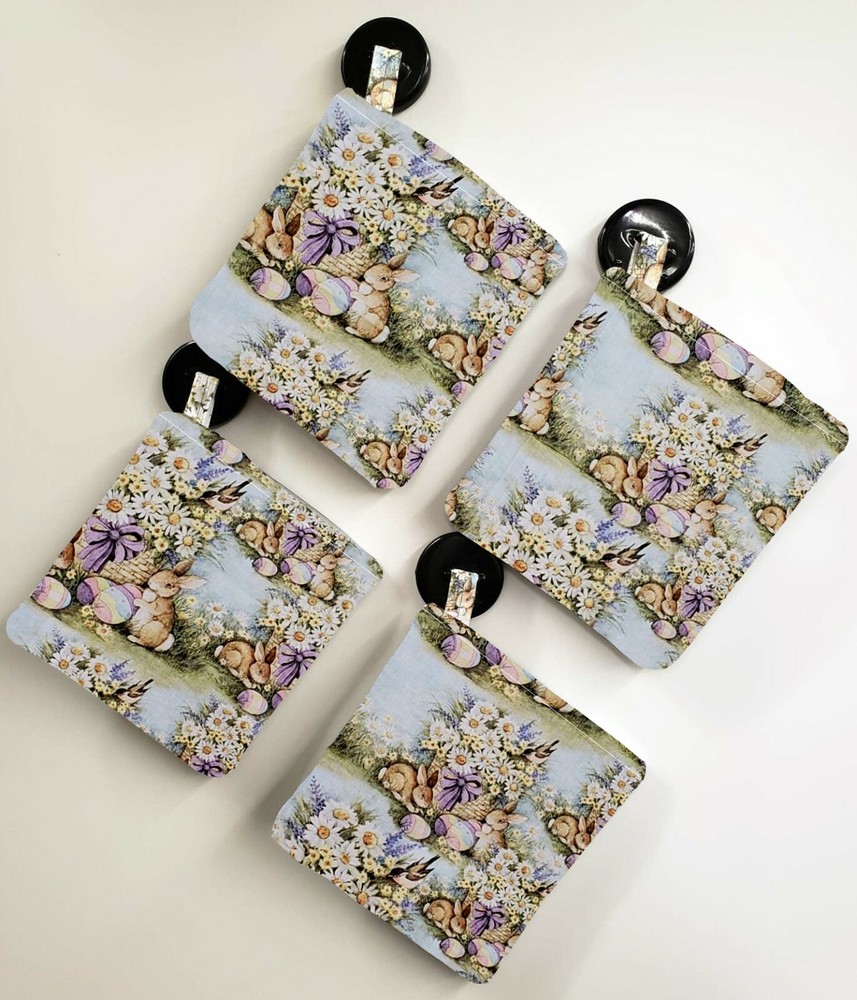 Easter Eggs & Bunnies Pot Holders (Set of 4)