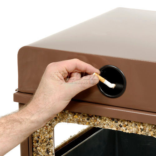 Stone Panel Trash Weather Urn Brown 13-1/2" Square X 35"H