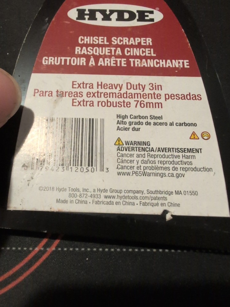 Hyde 12050 Chisel Scraper 3 In. Heavy Duty Long Handle Surface Prep Tool