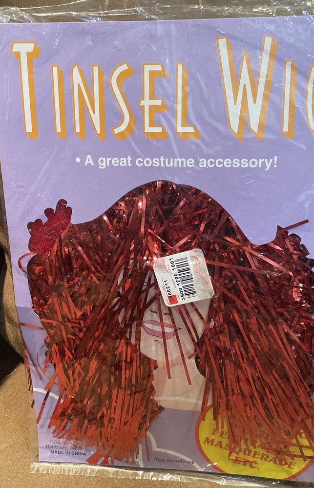 RED TINSEL WIG HALLOWEEN COSTUME ACCESSORY