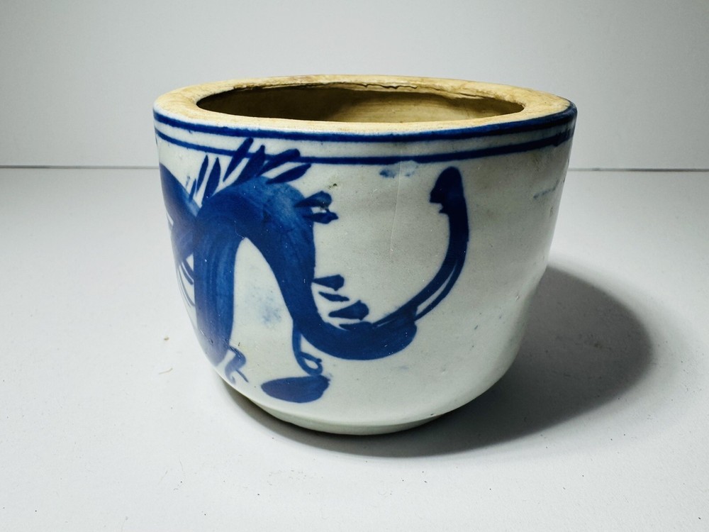 Incense Burner China Late Qing Dynasty Blue & White Dragon Pattern