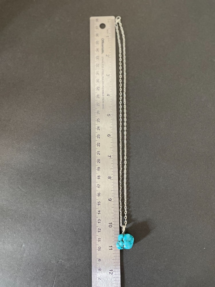 Turquoise Nugget Silver Tone Necklace