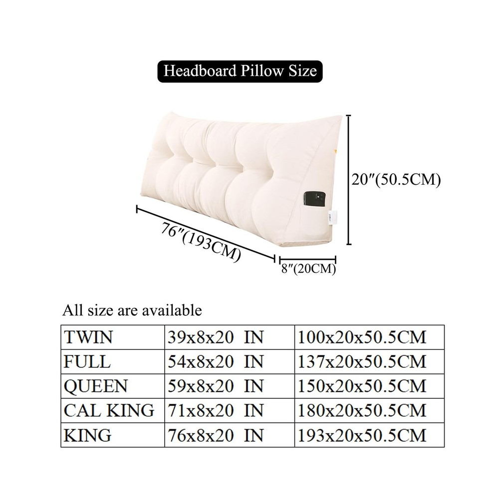 SAMTY Triangular Wedge Pillow headboard King Size for Couch Large headboard P...