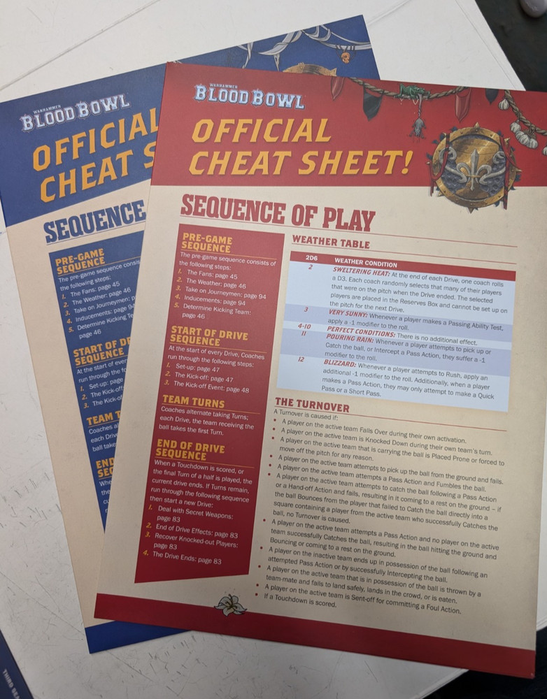 Blood Bowl Third Season Rulebook and Reference Sheets, GW