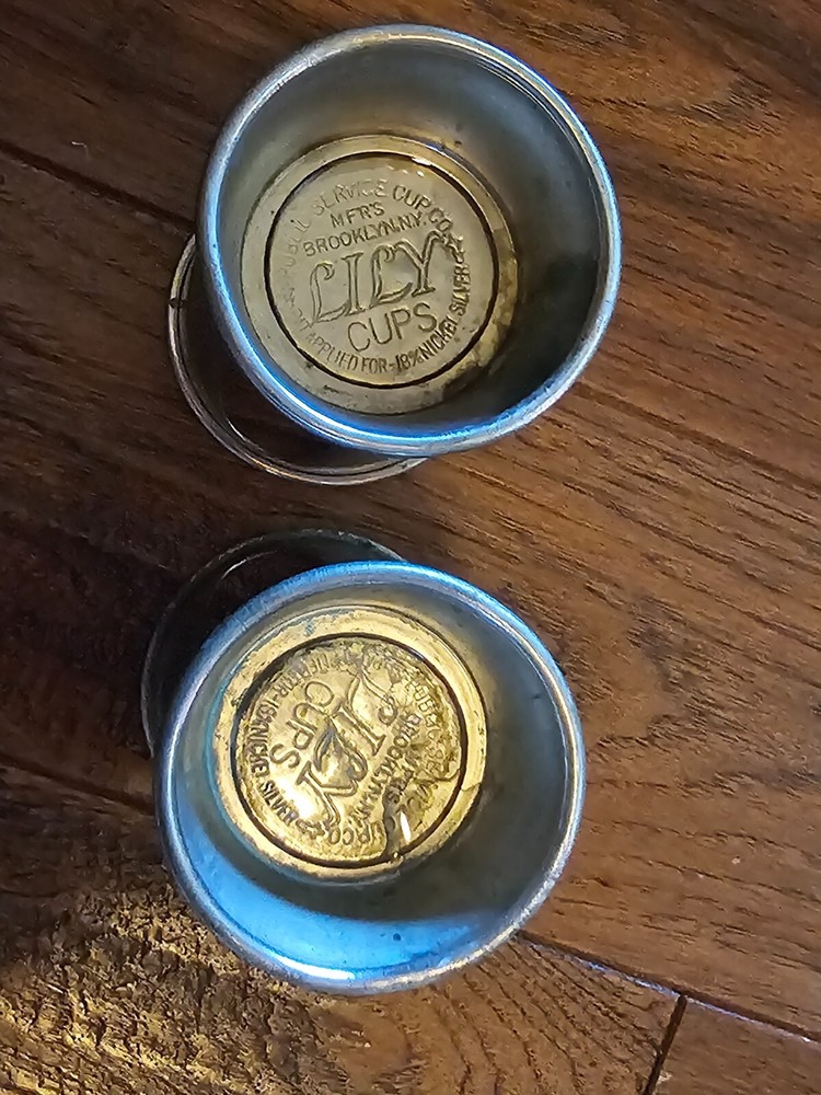 2 Antique Nickel Silver Lily Cup Holders