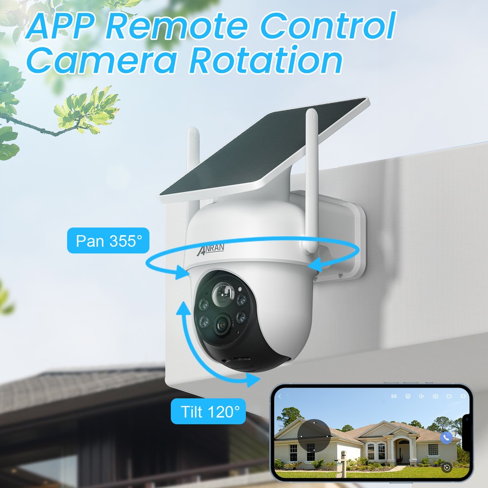 ANRAN Solar Security Camera System Wireless wifi Battery Powered 4MP Outdoor
