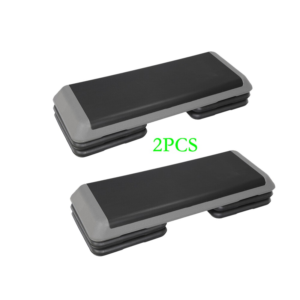 2PCS 43'' Aerobic Step Platform Adjustable Exercise Workout Stepper w/4 Riser