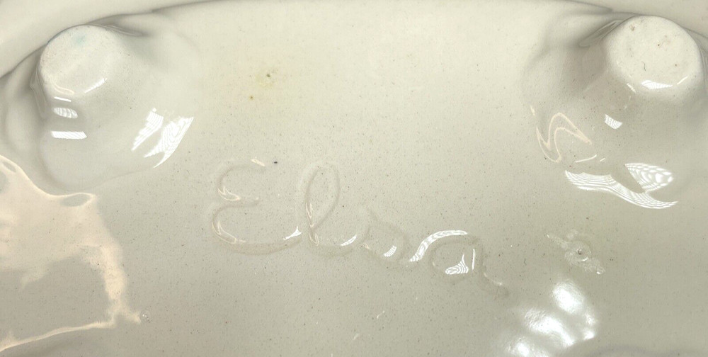 Ceramic Floral Footed Soap Dish Signed Elsa