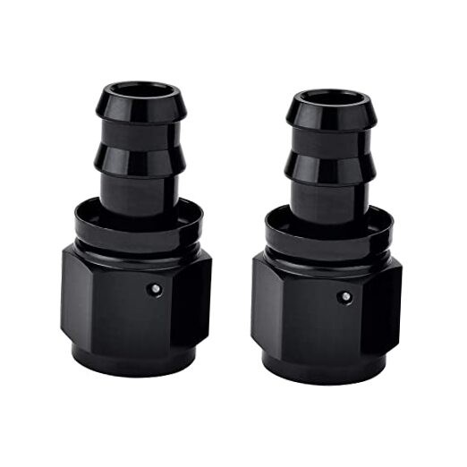 Push Lock Hose Fitting End Black 2PCS 10AN Straight