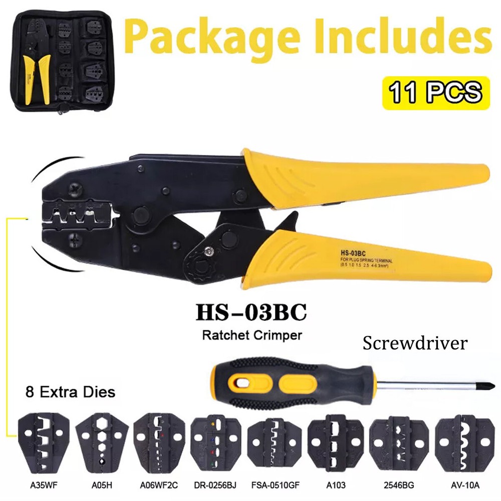 Ratchet Crimper Plier Crimping Tool Cable Wire Connectors Electrical Terminals