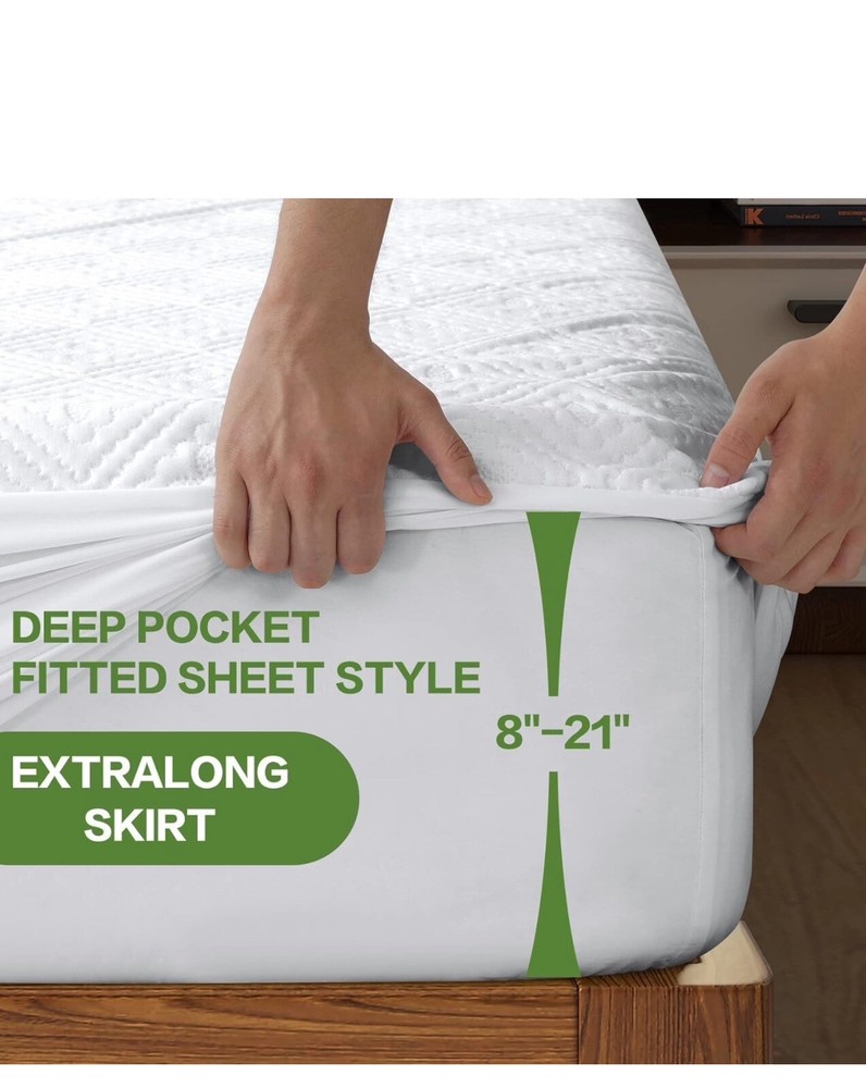 Meritlife Premium Calking 100% Waterproof Bamboo Mattress Protector