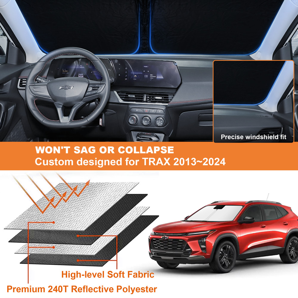 Foldable Car Windshield Sun Shade Shield Cover UV Visor For Chevy TRAX 2013-2024
