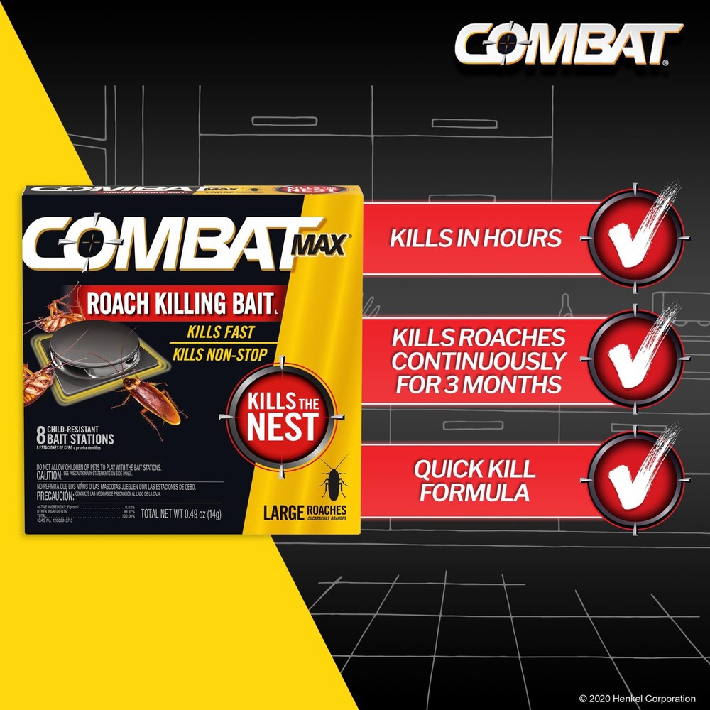 Combat Max Large Roach Killing Bait, 8 count (Pack of 8ct 1), Black
