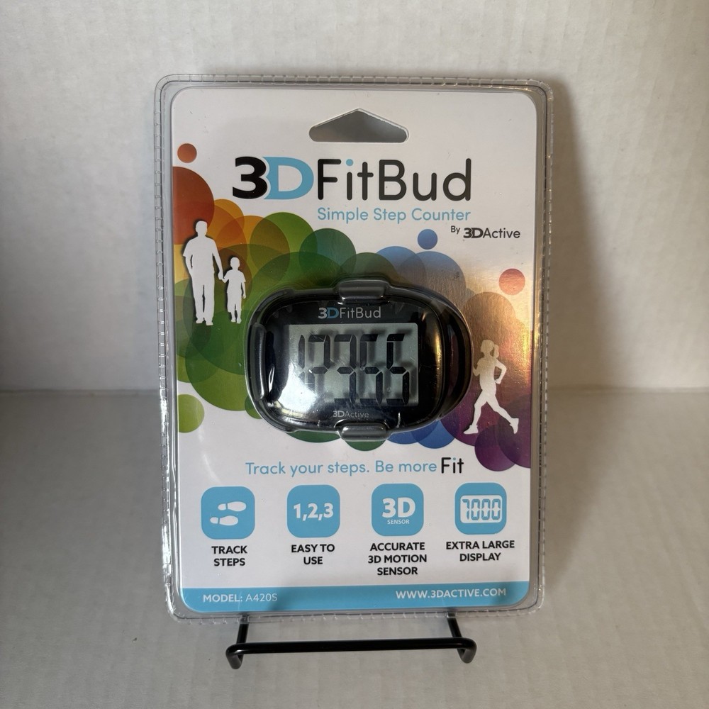 3D Active 3D FitBud Simple Step Counter A420S - Brand New - Black