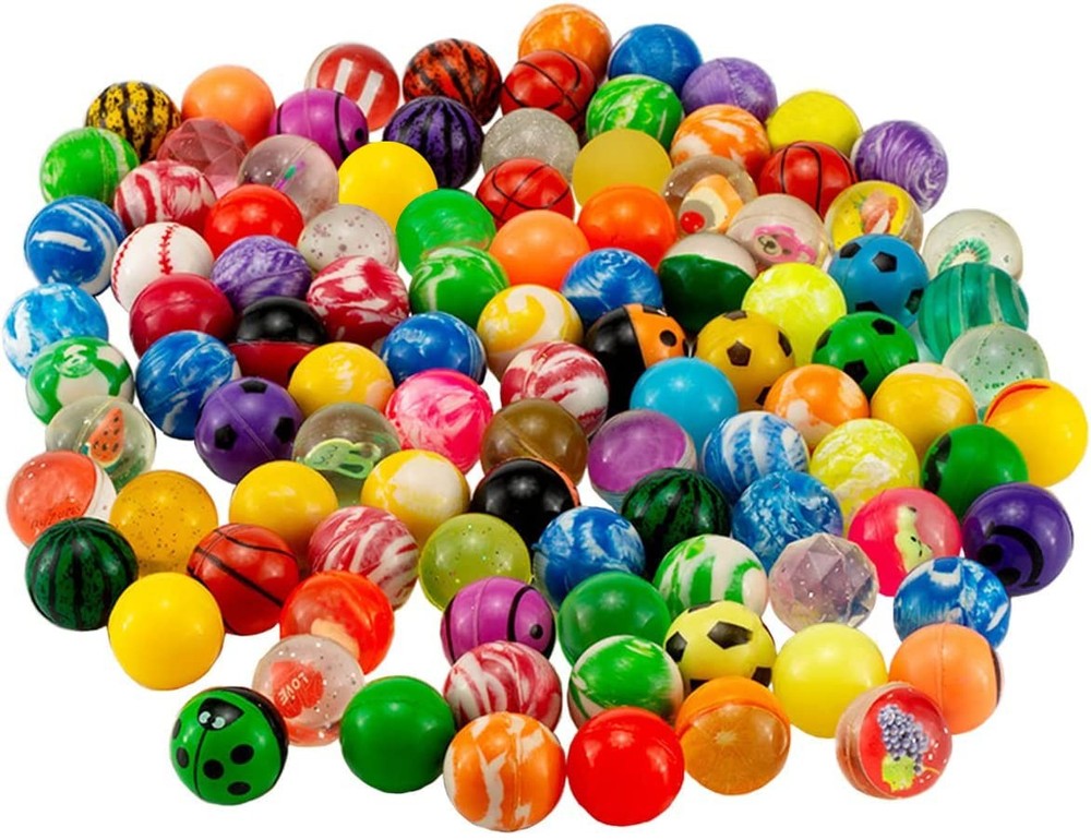 100 Pieces Colorful Bouncy Balls Bulk Mixed Pattern High Bouncing Balls for K...