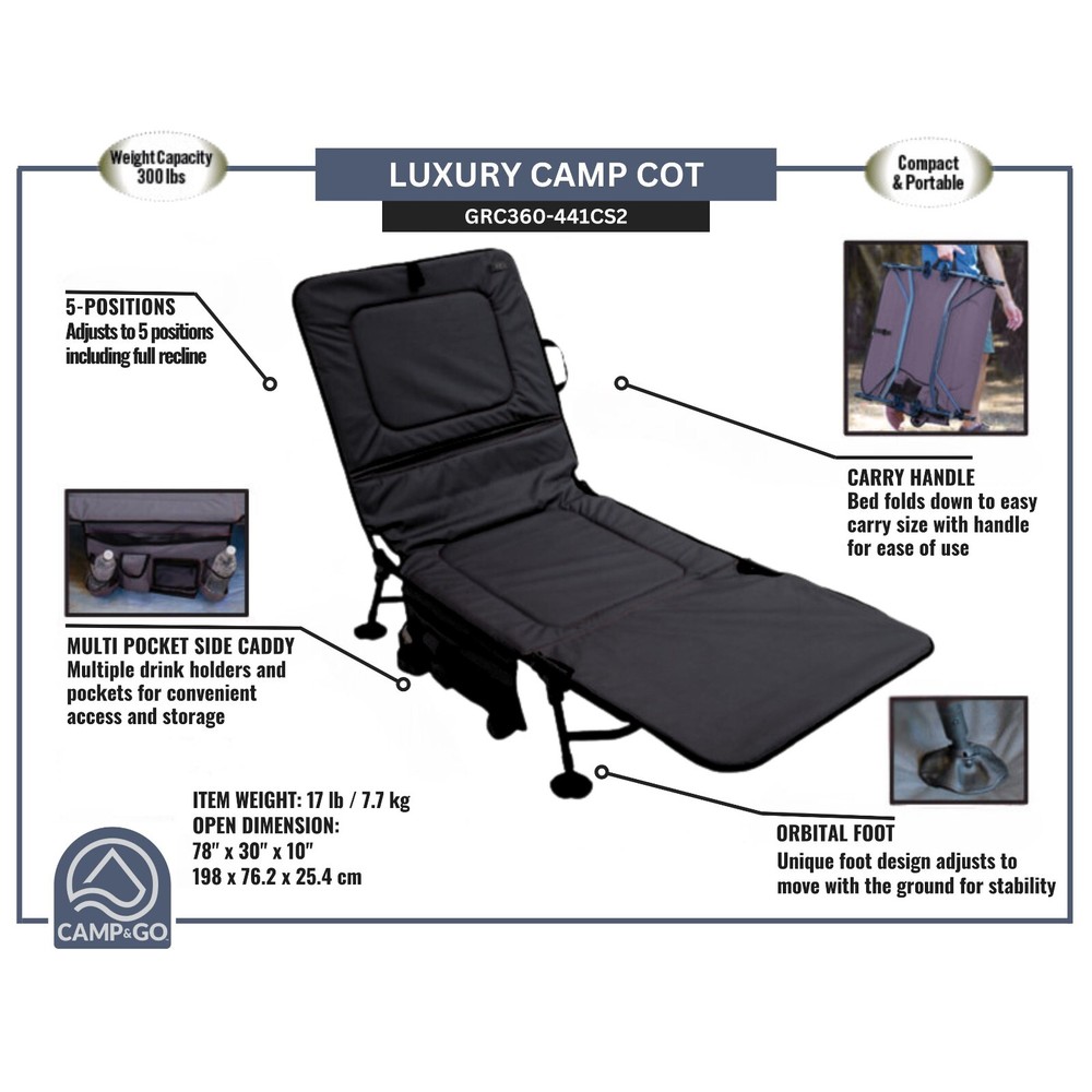Camp & Go 3 x 7 x 1 ft Black Pack Size 2