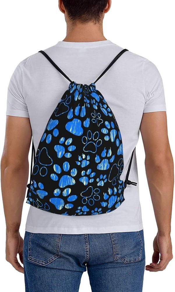 Paw Print Drawstring Gym Bag Backpack Foldable One Size, Dog