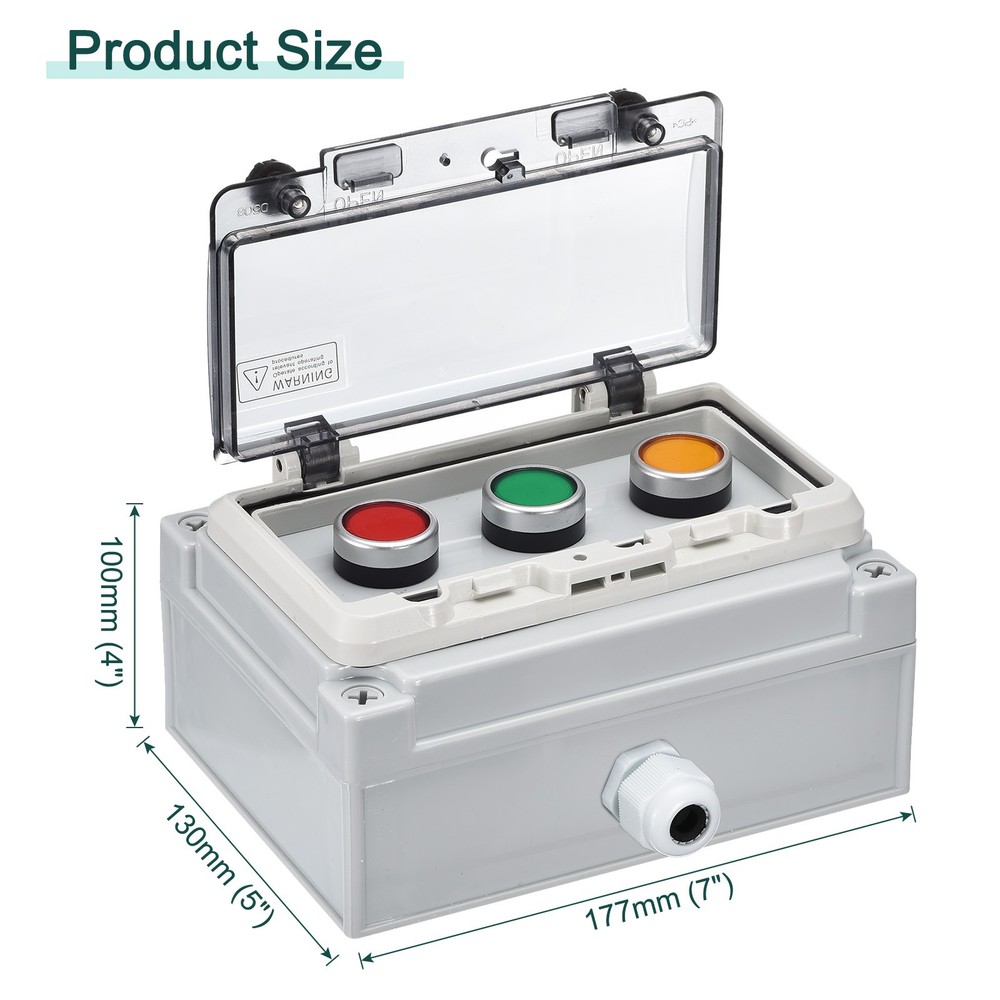 IP67 Push Button Box ABS Green Button Red Button Yellow Button