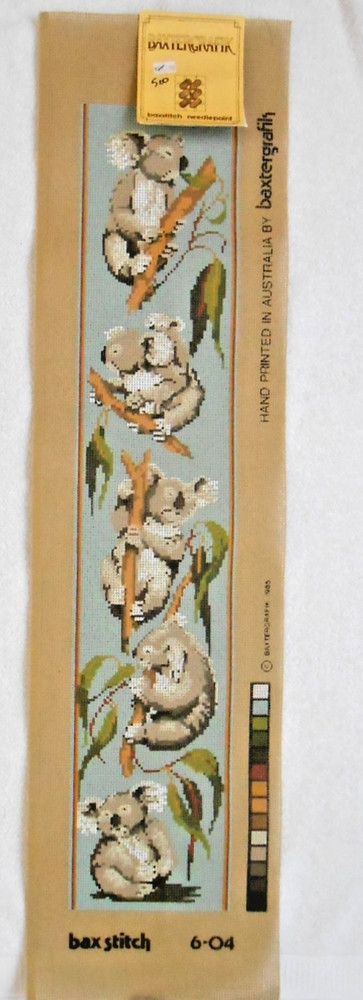 BAXTERGRAFIK NEEDLEPOINT CANVAS #6-04 - KOALA BEARS FROM 1985 - 6"X30" PATTERN