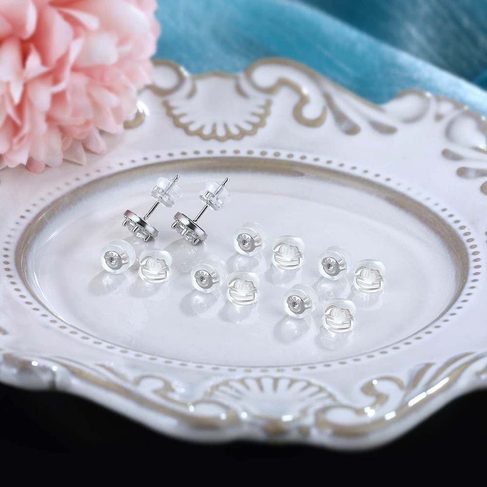 Earring Backs,18K Gold Silicone Earring Backs for Studs/Droopy Ears,Locking S...